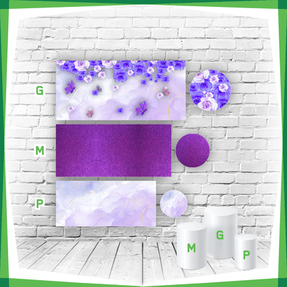 kit capa para cilindros borboleta floral roxo