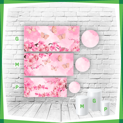 kit capa para cilindros borboleta rosa flor
