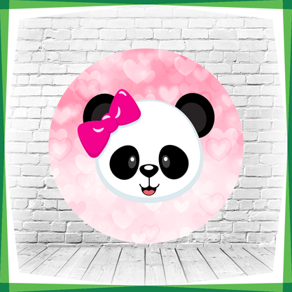 Painel Redondo Panda Fundo Coração