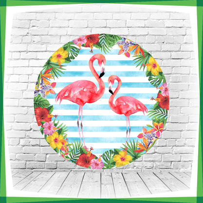 Painel Redondo Flamingo Floral