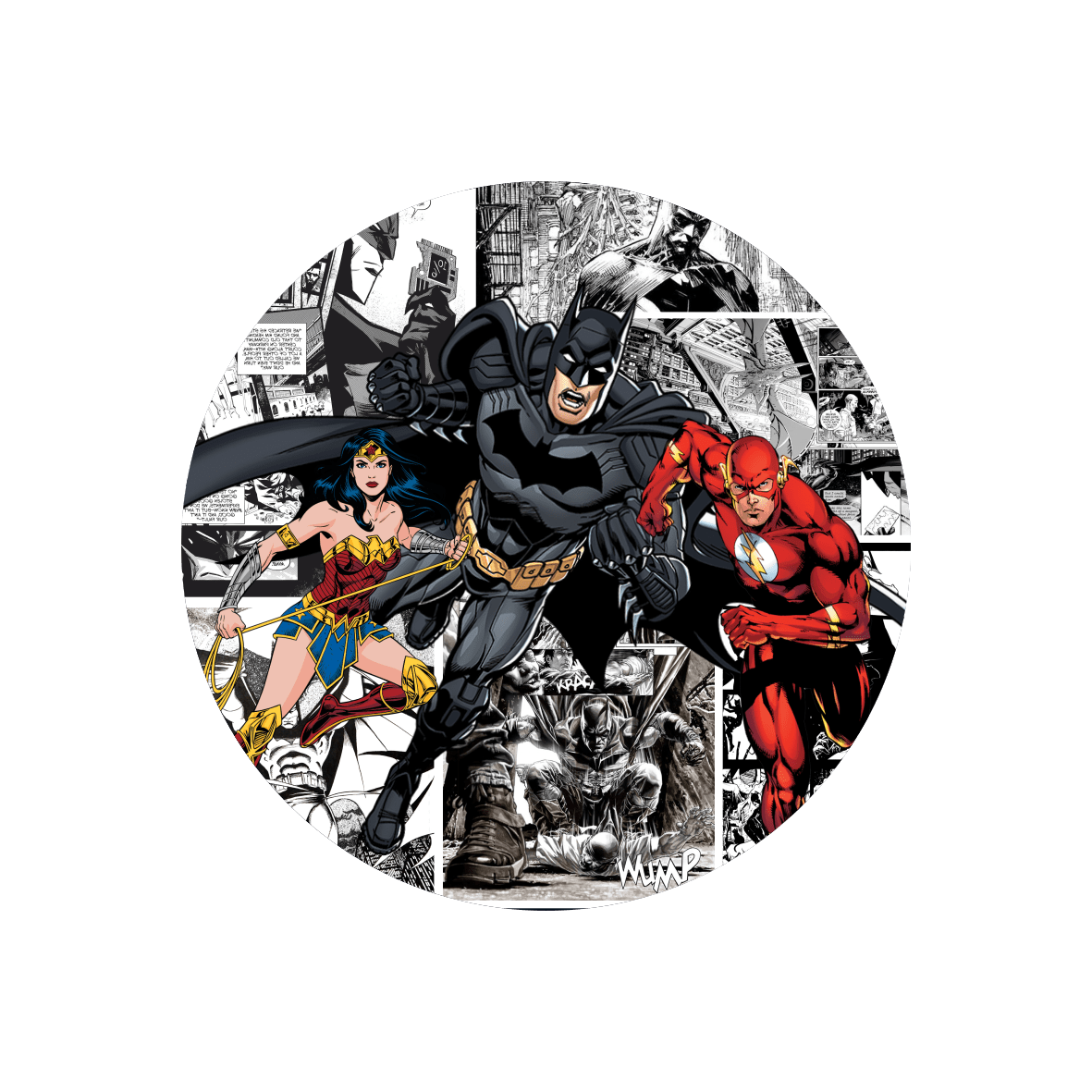 Painel Redondo Batman Flash Mulher Maravilha - Adecore Tecidos