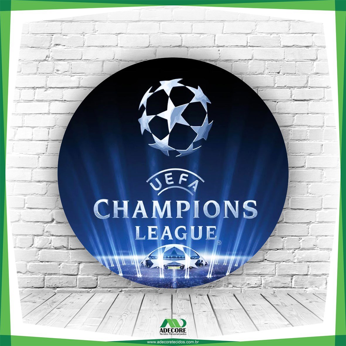 Painel Redondo Champions League Futebol - Adecore Tecidos