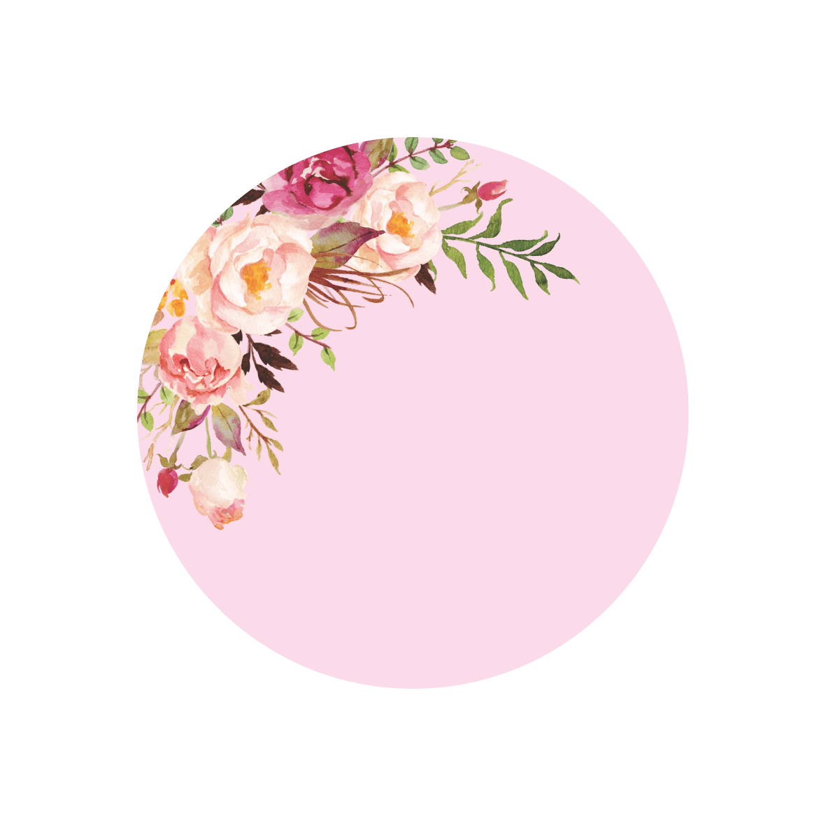 Painel Redondo Floral Fundo Rosa Glitter - Adecore Tecidos