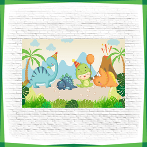 Painel Reto Tecido Dino Dinossauro Desenho Floresta 2x1,5m