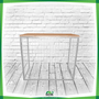 Mesa tela branco dobrável com tampo em madeira