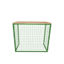 Mesa tela verde dobrável com tampo em madeira