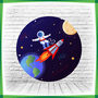 Painel Redondo Planeta Astronauta Foguete